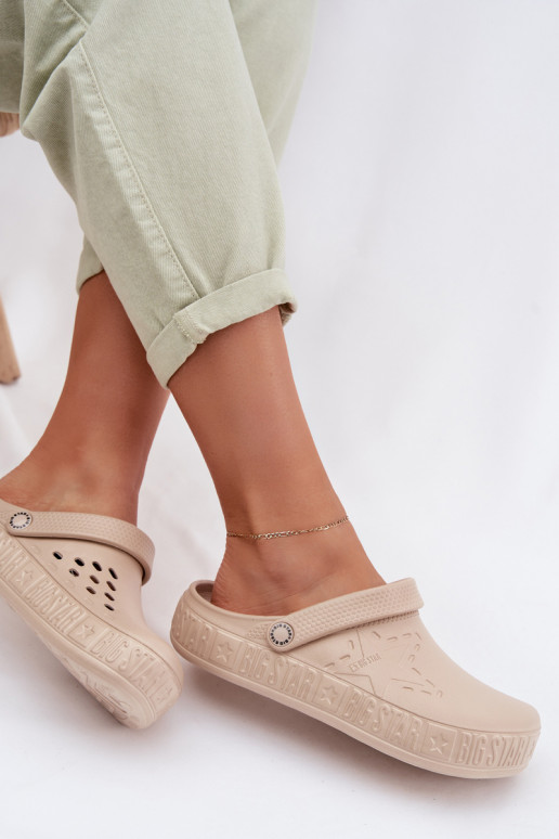 Papuče Dreváky Dámske Ľahké papuče Big Star TT274A083 béžová
