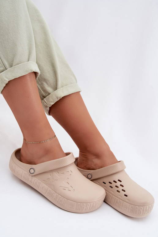 Papuče Dreváky Dámske Ľahké papuče Big Star TT274A083 béžová