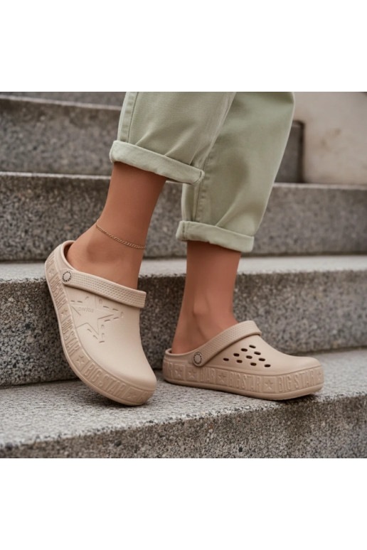 Papuče Dreváky Dámske Ľahké papuče Big Star TT274A083 béžová