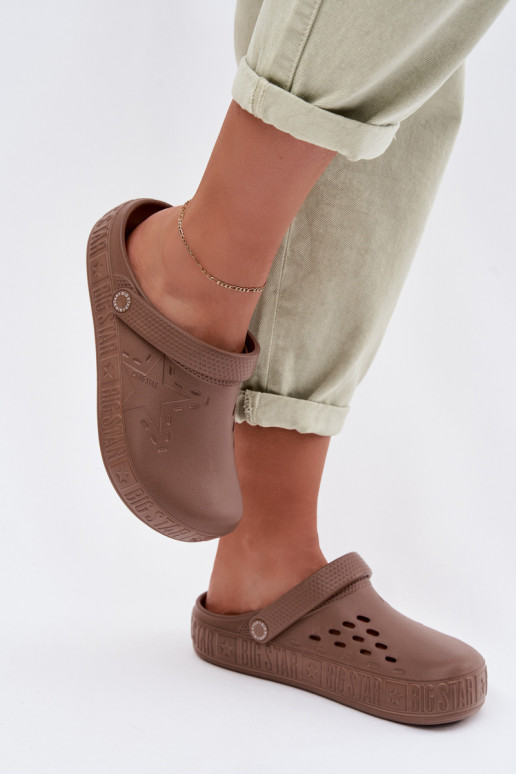 Papuče Dreváky Dámske Ľahké papuče Big Star TT274A085 Hnedá farba