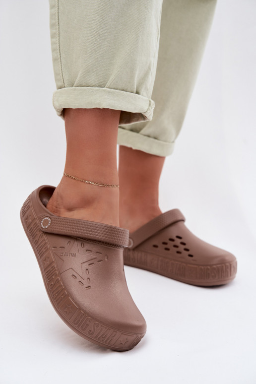 Papuče Dreváky Dámske Ľahké papuče Big Star TT274A085 Hnedá farba