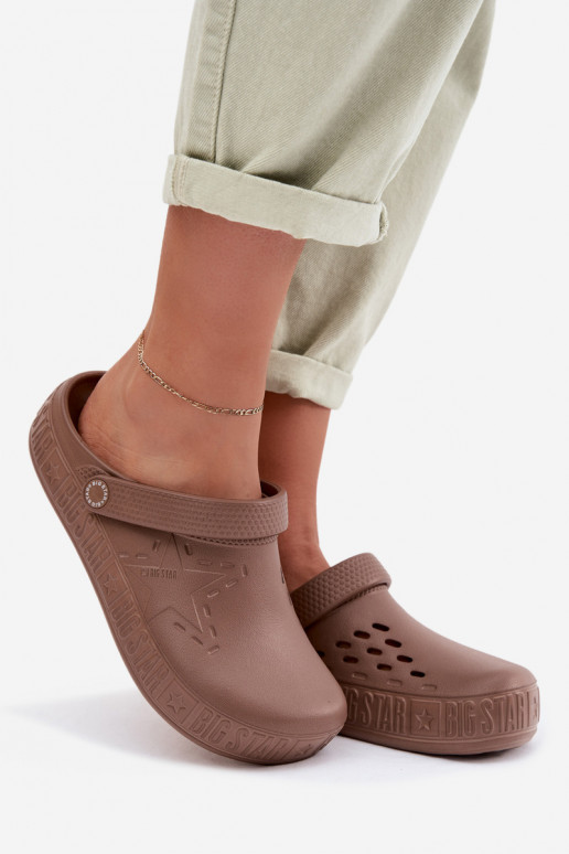 Papuče Dreváky Dámske Ľahké papuče Big Star TT274A085 Hnedá farba