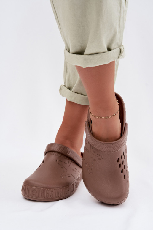 Papuče Dreváky Dámske Ľahké papuče Big Star TT274A085 Hnedá farba