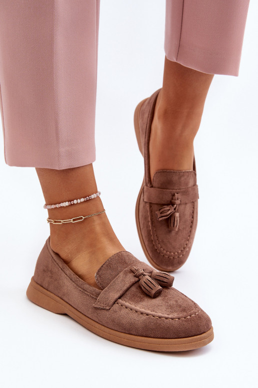 Elegantné semišové mokasíny Hnedá farba Dansitu