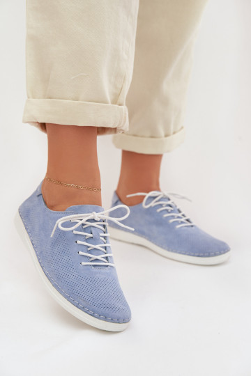 topánky DámskeZapnutéturalnego zo semišuu S.Barski LR61-7080 Modrá 2