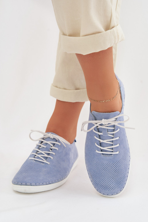 topánky DámskeZapnutéturalnego zo semišuu S.Barski LR61-7080 Modrá