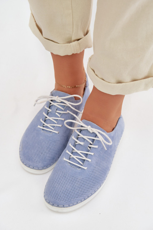 topánky DámskeZapnutéturalnego zo semišuu S.Barski LR61-7080 Modrá