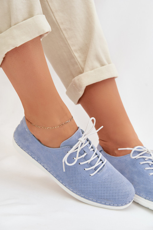 topánky DámskeZapnutéturalnego zo semišuu S.Barski LR61-7080 Modrá