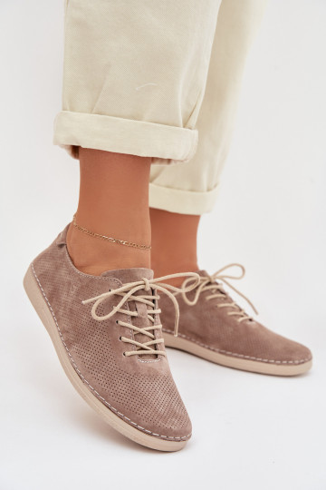 topánky DámskeZapnutéturalnego zo semišuu S.Barski LR61-7080 béžová 2