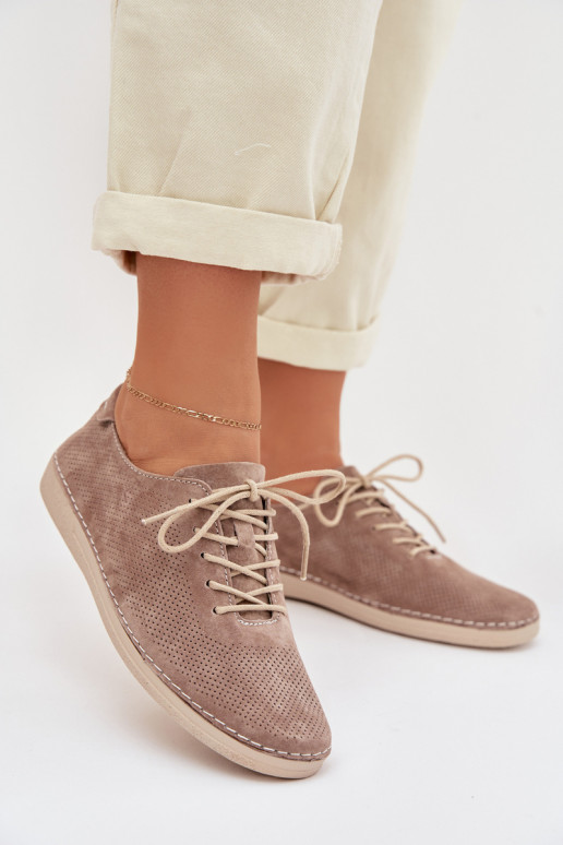 topánky DámskeZapnutéturalnego zo semišuu S.Barski LR61-7080 béžová