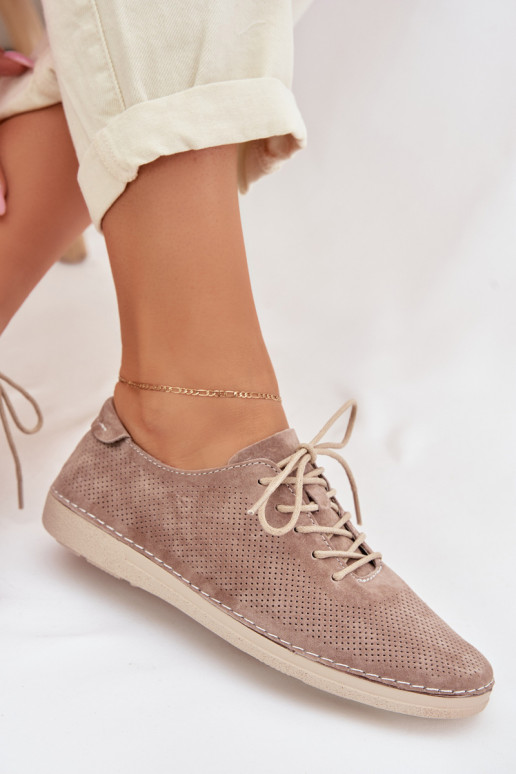 topánky DámskeZapnutéturalnego zo semišuu S.Barski LR61-7080 béžová