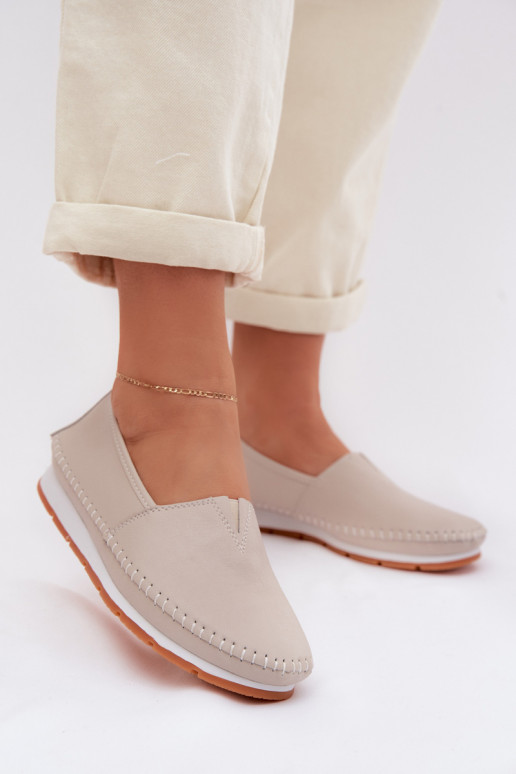 Kožené topánky Dámske S.Barski LR61-7051 béžová