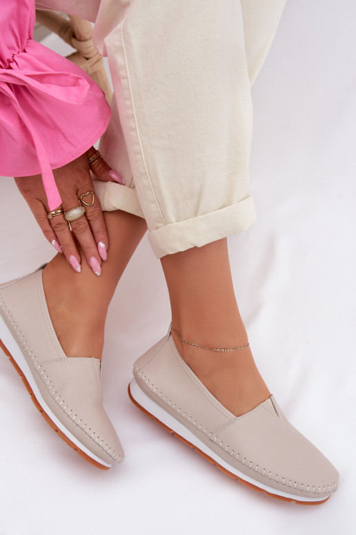 Kožené topánky Dámske S.Barski LR61-7051 béžová