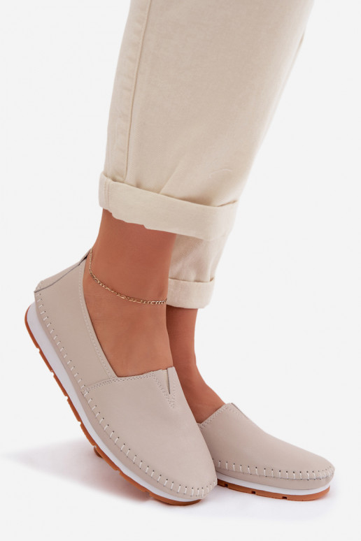 Kožené topánky Dámske S.Barski LR61-7051 béžová