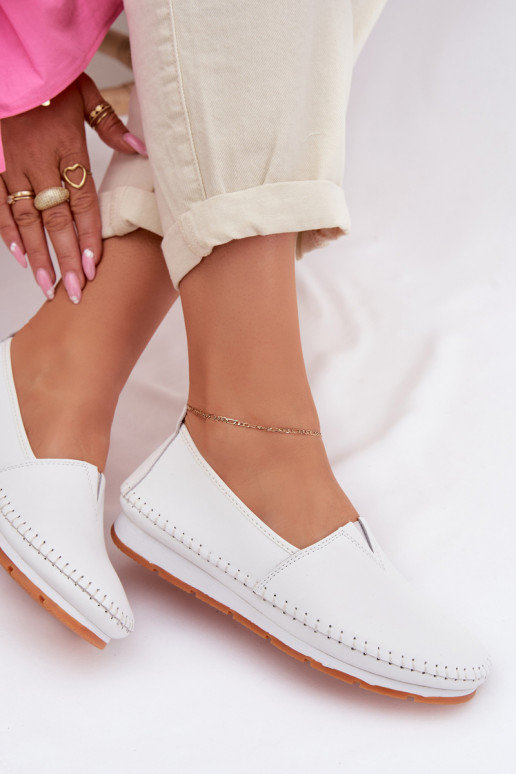 Kožené topánky Dámske S.Barski LR61-7051 biela farba