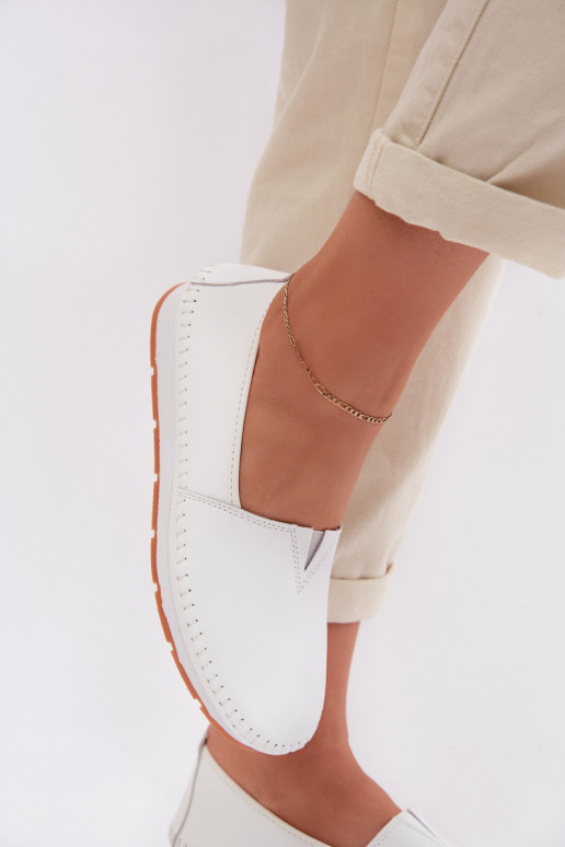 Kožené topánky Dámske S.Barski LR61-7051 biela farba