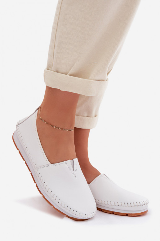 Kožené topánky Dámske S.Barski LR61-7051 biela farba