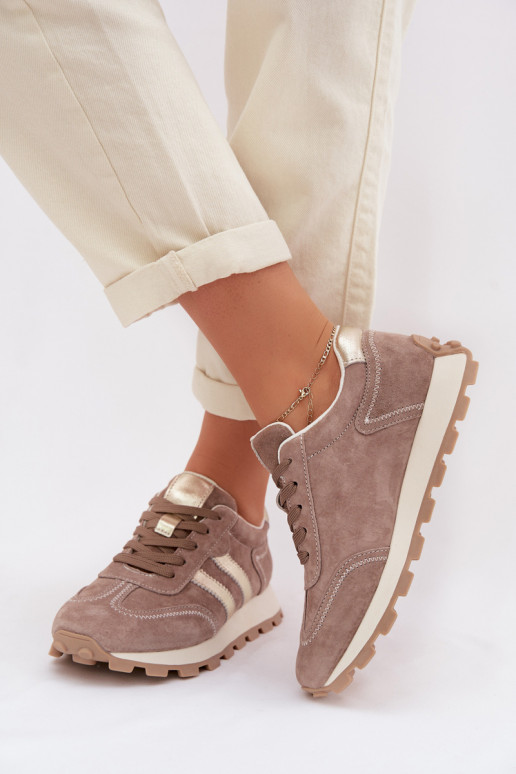 zo semišu Tenisky model obuvi Dámske s platformou S.Barski LR61-7097 béžová