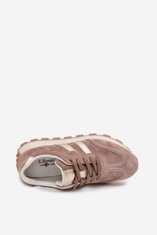 zo semišu Tenisky model obuvi Dámske s platformou S.Barski LR61-7097 béžová