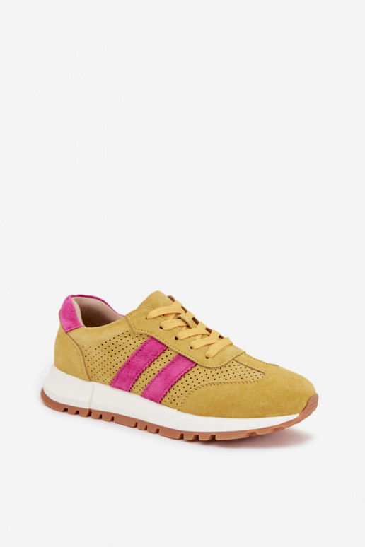 Tenisky model obuvi DámskeZapnutéturalnego zo semišuu žltá Márceline