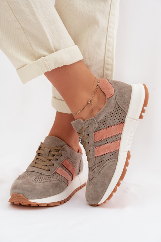 Tenisky model obuvi DámskeZapnutéturalnego zo semišuu khaki farby Márceline