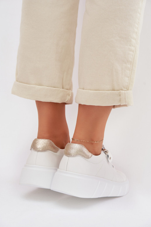 Kožené topánky Dámske so zipsami biela farba Althea