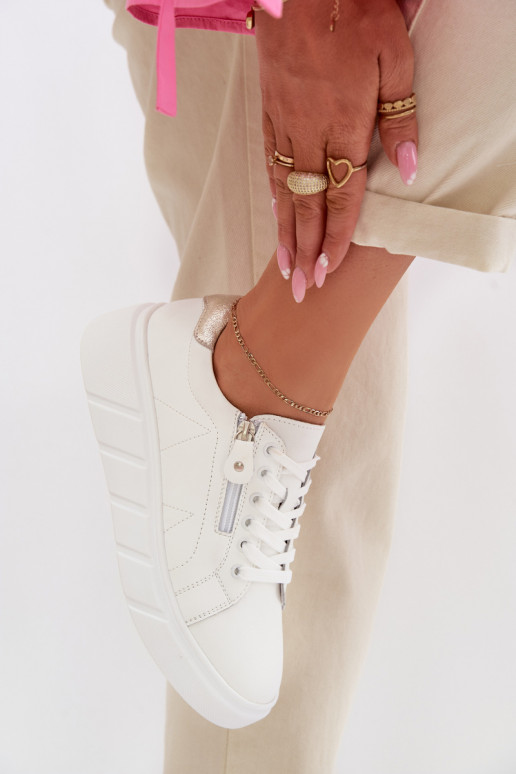 Kožené topánky Dámske so zipsami biela farba Althea