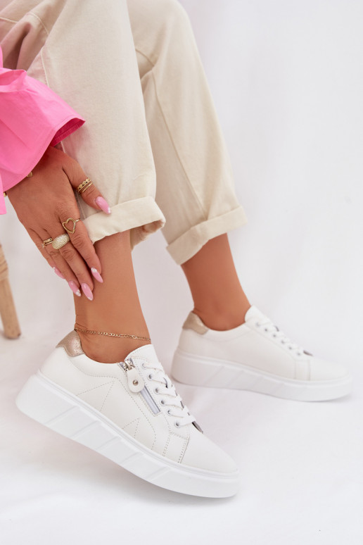 Kožené topánky Dámske so zipsami biela farba Althea