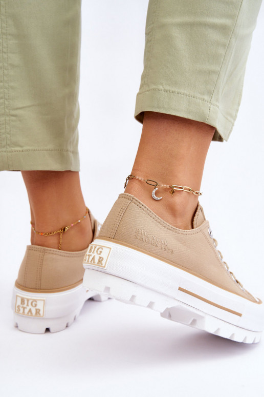 materiál bežná obuv s platformou Big Star LL274154 béžová