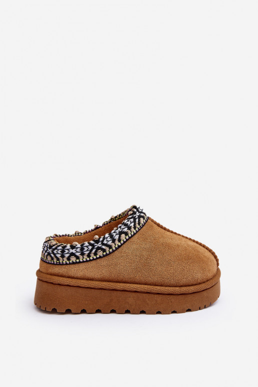 Papuče deti Trvalý model zahriať sa Hnedá farba Olivane