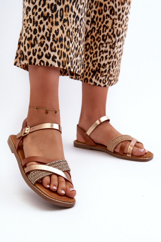 Dámske sandále z eko kože Sergio Leone SK085H Hnedá farba