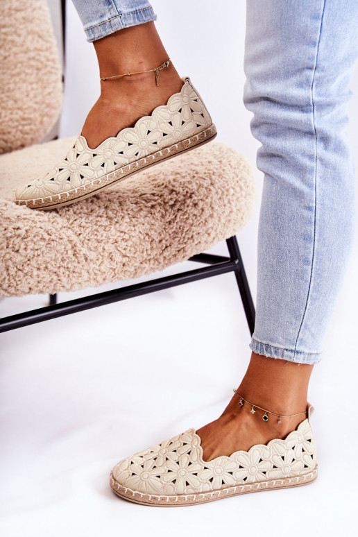 Dámske Trvalý model Balerínky s kvetmi béžová Vennice