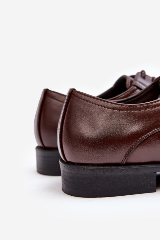 pánske Kožené topánky tmavohnedá Harene