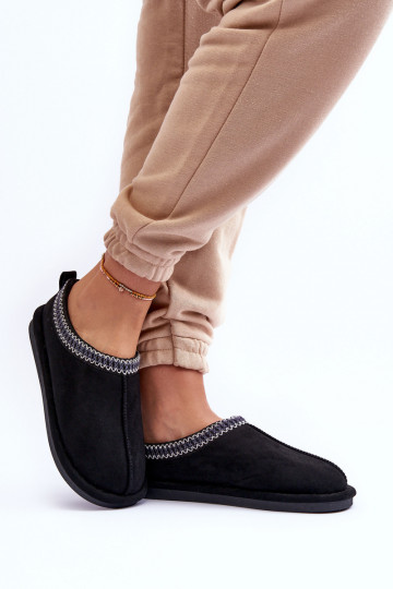 Dámske zo semišu papuče s kožušinou čierna Polinna 2