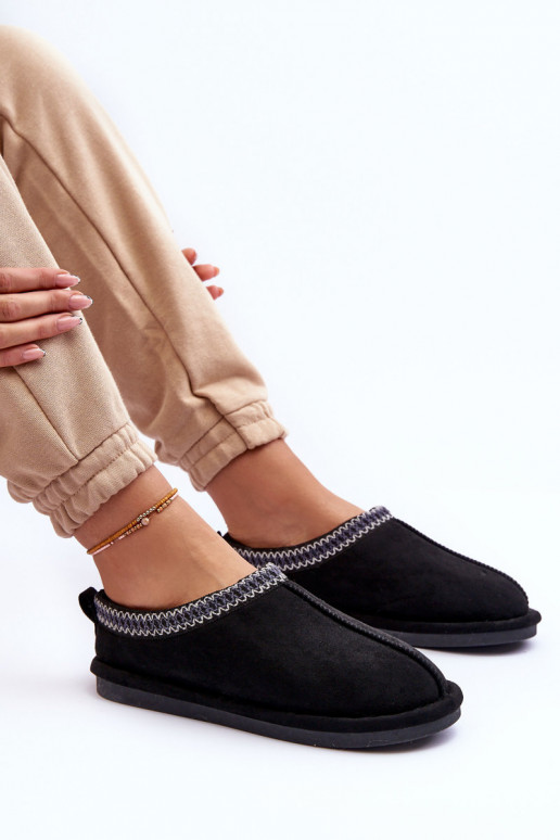 Dámske zo semišu papuče s kožušinou čierna Polinna