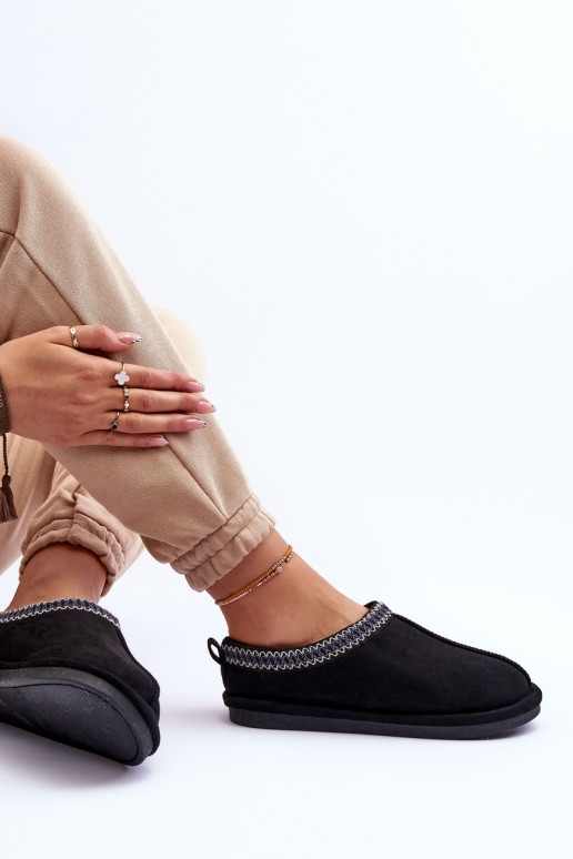 Dámske zo semišu papuče s kožušinou čierna Polinna