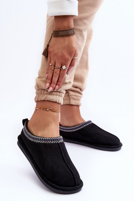 Dámske zo semišu papuče s kožušinou čierna Polinna