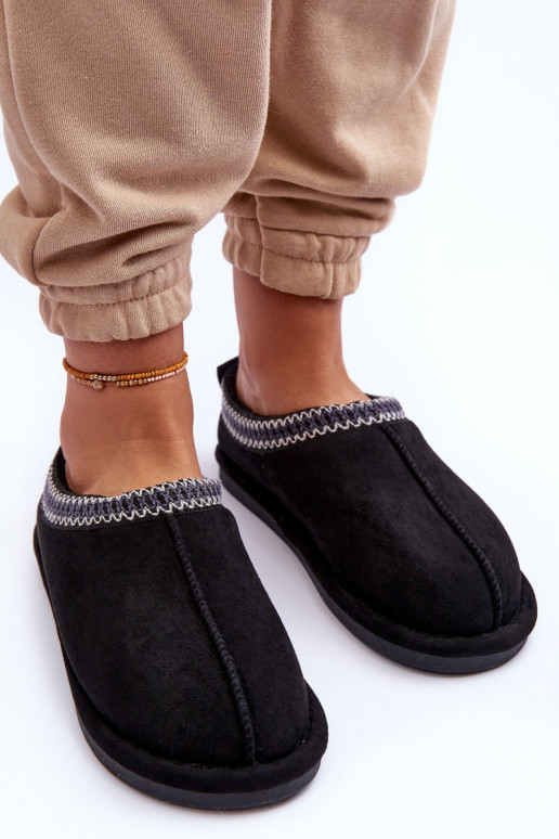 Dámske zo semišu papuče s kožušinou čierna Polinna