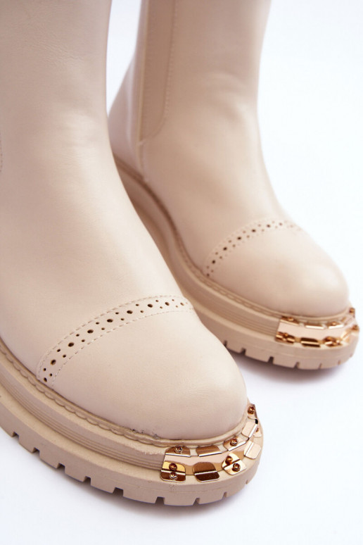 Dámske čižmy Chelsea čižmy béžová Nialee