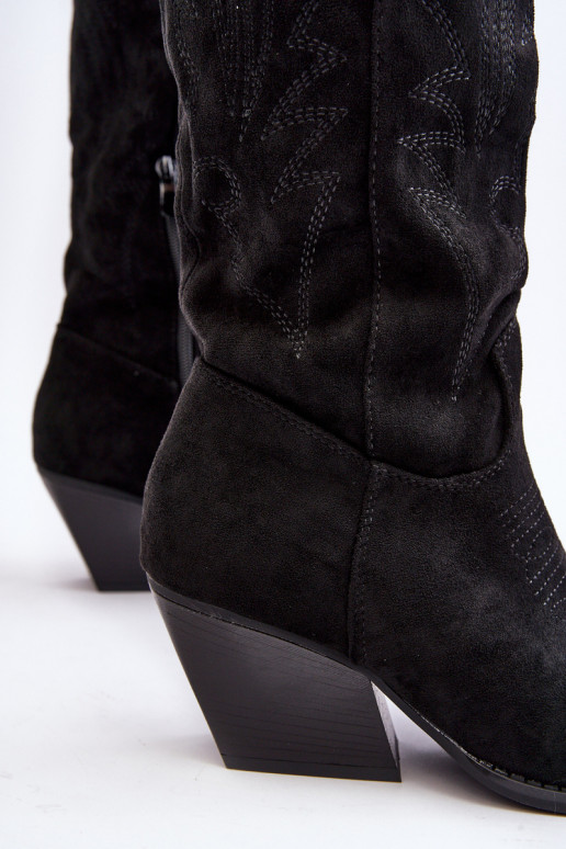 Dámske čižmy kovbojský štýl s podpätkami čierna Sloana