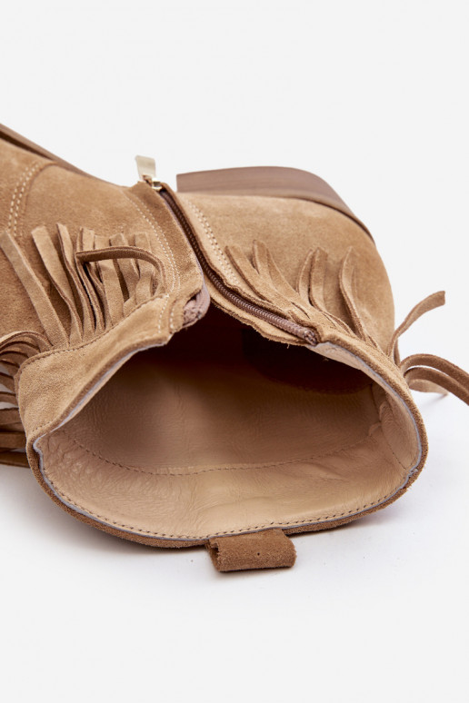 Zazoo 3430 Semišové topánky Dámske so strapcami béžová