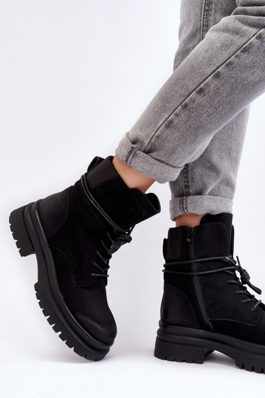 Dámske čižmy Zapnuté hrubej podrážke čierna Zapnutérelona