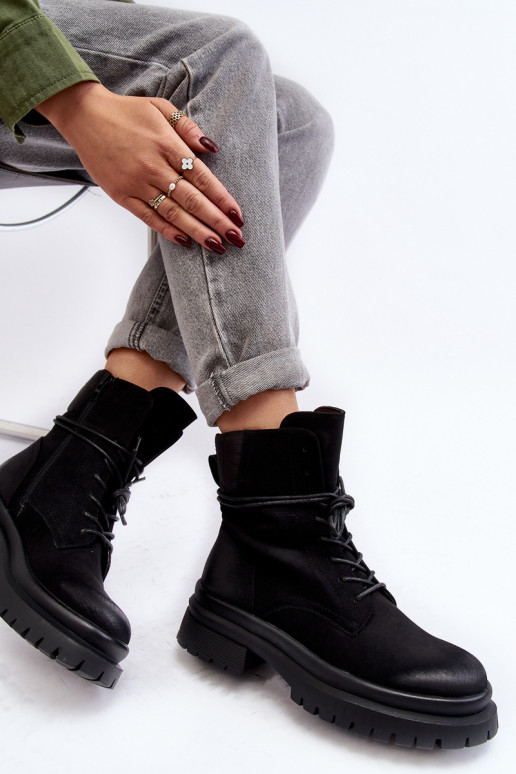 Dámske čižmy Zapnuté hrubej podrážke čierna Zapnutérelona