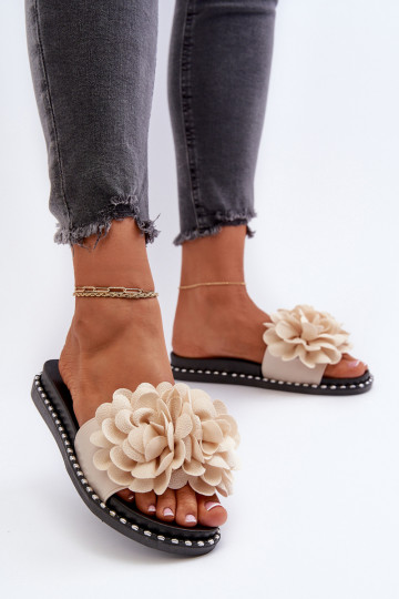 Dámske papuče Ozdobione s kvetinovými motívmiami béžová Cellanen