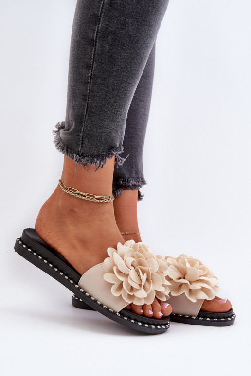 Dámske papuče Ozdobione s kvetinovými motívmiami béžová Cellanen