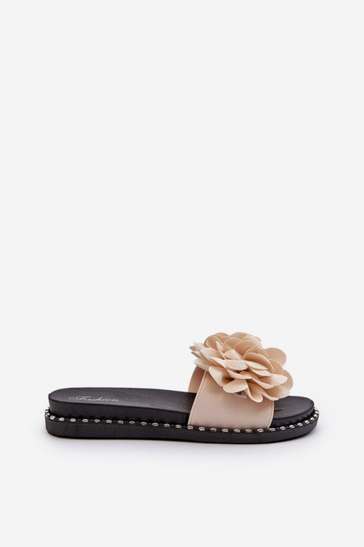 Dámske papuče Ozdobione s kvetinovými motívmiami béžová Cellanen