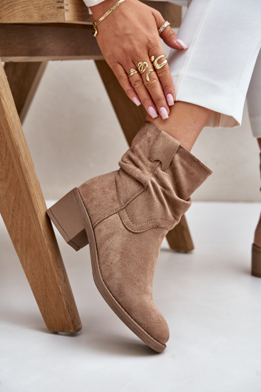 zahriať sa Dámske čižmy S nazberaným zvrškom Zapnuté nízkom opätku béžová Zinanya