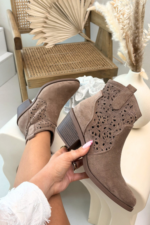 Vyšívané cowboyské čižmy dámske s podpätkami S.Barski HY61-8012 hnedej