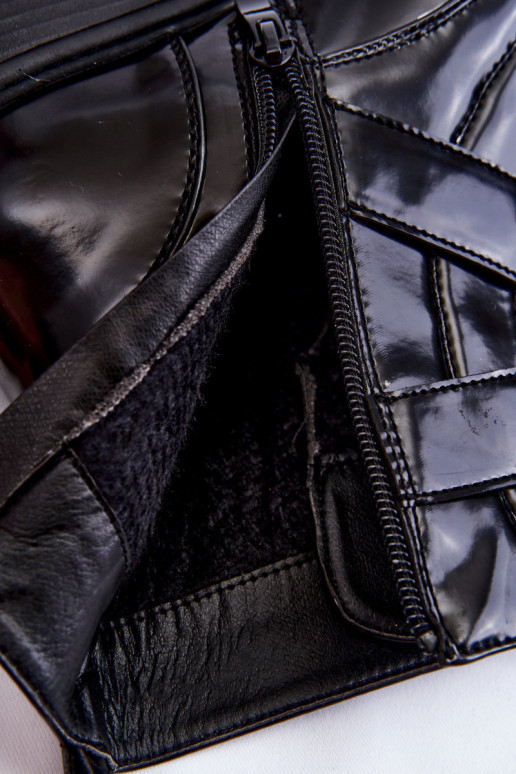 Dámske zahriať sa Čižmy so širokými podpätkami so zipsami čierna Joshie