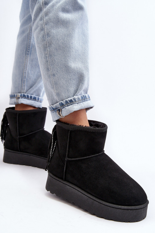 Dámske Snehule s platformou so strapcami čierna Lirico